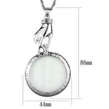 3W914 - Brass Magnifier pendant Rhodium Women Top Grade Crystal Clear