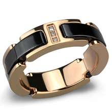 3W964 - Stainless Steel Ring IP Rose Gold(Ion Plating) Women Ceramic Jet