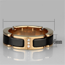 3W964 - Stainless Steel Ring IP Rose Gold(Ion Plating) Women Ceramic Jet
