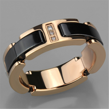 3W964 - Stainless Steel Ring IP Rose Gold(Ion Plating) Women Ceramic Jet