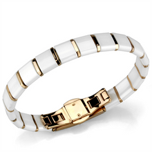 3W987 - Stainless Steel Bracelet IP Rose Gold(Ion Plating) Women Ceramic White