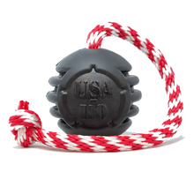 NEW! USA-K9 Magnum Black Stars and Stripes Ultra-Durable  Rubber Chew Toy, Reward Toy, Tug Toy, and Retrieving Toy - Black