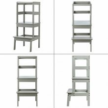 Wooden Kids Kitchen Learning Toddler Tower with Safety Rail