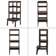 Wooden Kids Kitchen Learning Toddler Tower with Safety Rail