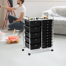 15-Drawer Utility Rolling Organizer Cart Multi-Use Storage-Black