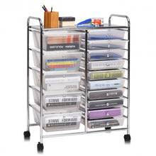 15 Drawers Rolling Storage Cart Organizer-clear