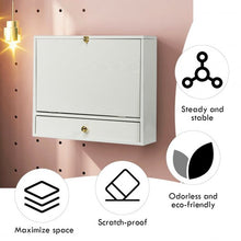 Wall Mounted Folding Laptop Desk Hideaway Storage with Drawer-White