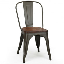 18 Inch Height Set of 4 Stackable Style Metal Wood Dining Chair-Gun