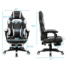 Massage Gaming Chair with Footrest and Lumbar Support-White