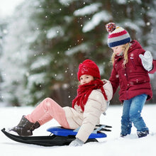 Folding Kids Metal Snow Sled Frost-Resistant with Pull Rope Snow Slider and Leather Seat