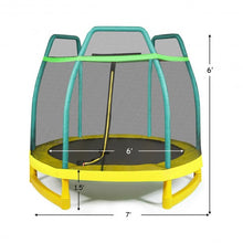 7FT Kids Trampoline W- Safety Enclosure Net-Green
