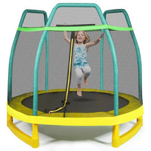 7FT Kids Trampoline W- Safety Enclosure Net-Green