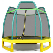 7FT Kids Trampoline W- Safety Enclosure Net-Green