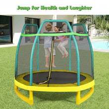 7FT Kids Trampoline W- Safety Enclosure Net-Green