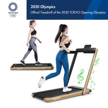 2 in 1 2.25 HP Under Desk Electric Installation-Free Folding Treadmil  with Bluetooth Speaker and LED Display-Yellow