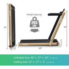 2 in 1 2.25 HP Under Desk Electric Installation-Free Folding Treadmil  with Bluetooth Speaker and LED Display-Yellow