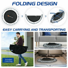 40 Inch Folding Exercise Trampoline Rebounder with 4-Level Handrail Carrying Bag-Red