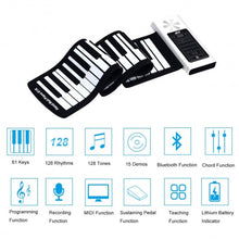 61 Key Electronic Roll up Silicone Rechargeable Piano Keyboard-White