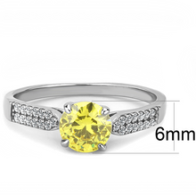 DA021 - Stainless Steel Ring High polished (no plating) Women AAA Grade CZ Topaz