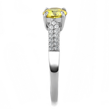 DA021 - Stainless Steel Ring High polished (no plating) Women AAA Grade CZ Topaz