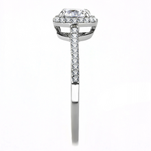 DA022 - High polished (no plating) Stainless Steel Ring with AAA Grade CZ  in Clear