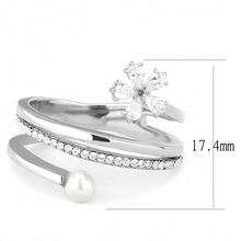DA059 - Stainless Steel Ring High polished (no plating) Women Synthetic White