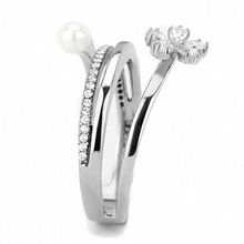 DA059 - Stainless Steel Ring High polished (no plating) Women Synthetic White