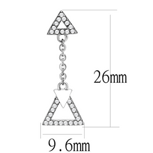 DA068 - High polished (no plating) Stainless Steel Earrings with AAA Grade CZ  in Clear