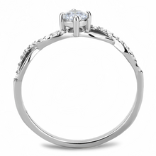 DA104 - High polished (no plating) Stainless Steel Ring with AAA Grade CZ  in Clear