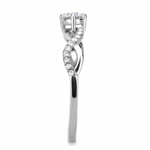 DA104 - High polished (no plating) Stainless Steel Ring with AAA Grade CZ  in Clear