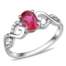 DA119 - Stainless Steel Ring High polished (no plating) Women AAA Grade CZ Ruby