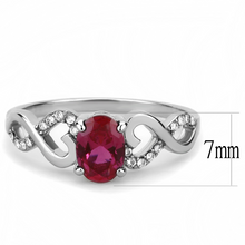 DA119 - Stainless Steel Ring High polished (no plating) Women AAA Grade CZ Ruby