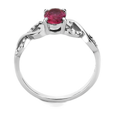 DA119 - Stainless Steel Ring High polished (no plating) Women AAA Grade CZ Ruby