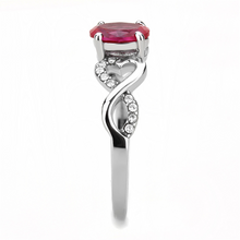 DA119 - Stainless Steel Ring High polished (no plating) Women AAA Grade CZ Ruby