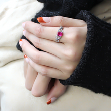 DA119 - Stainless Steel Ring High polished (no plating) Women AAA Grade CZ Ruby