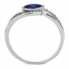 DA122 - Stainless Steel Ring High polished (no plating) Women AAA Grade CZ London Blue