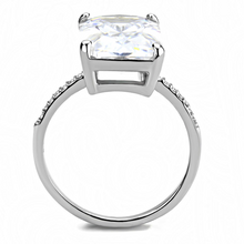 DA131 - High polished (no plating) Stainless Steel Ring with AAA Grade CZ  in Clear