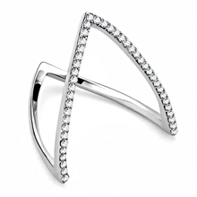 DA132 - Stainless Steel Ring High polished (no plating) Women AAA Grade CZ Clear