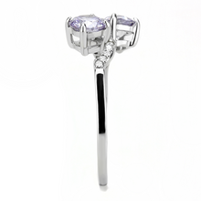 DA244 - Stainless Steel Ring High polished (no plating) Women AAA Grade CZ Light Amethyst