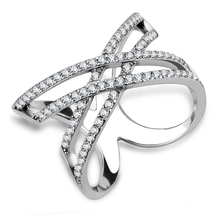 DA255 - Stainless Steel Ring High polished (no plating) Women AAA Grade CZ Clear