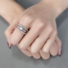 DA257 - Stainless Steel Ring High polished (no plating) Women AAA Grade CZ Clear