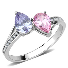 DA270 - Stainless Steel Ring High polished (no plating) Women AAA Grade CZ Multi Color