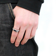 DA284 - Stainless Steel Ring High polished (no plating) Men AAA Grade CZ Black Diamond