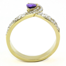 DA304 - Stainless Steel Ring IP Gold(Ion Plating) Women AAA Grade CZ Tanzanite