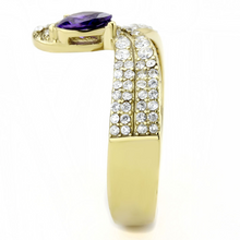 DA304 - Stainless Steel Ring IP Gold(Ion Plating) Women AAA Grade CZ Tanzanite