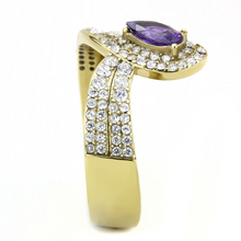 DA304 - Stainless Steel Ring IP Gold(Ion Plating) Women AAA Grade CZ Tanzanite