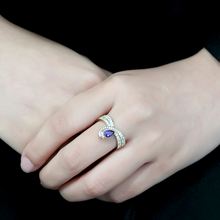 DA304 - Stainless Steel Ring IP Gold(Ion Plating) Women AAA Grade CZ Tanzanite