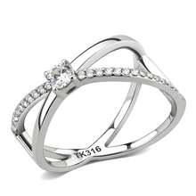 DA351 - Stainless Steel Ring High polished (no plating) Women AAA Grade CZ Clear