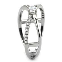 DA351 - Stainless Steel Ring High polished (no plating) Women AAA Grade CZ Clear
