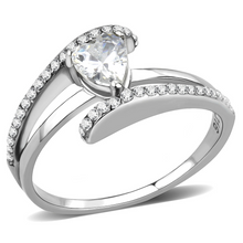 DA355 - Stainless Steel Ring High polished (no plating) Women AAA Grade CZ Clear